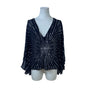 BCBGMAXAZRIA  Black Sequined Chiffon Top Blouse Small Starburst Design Sz S