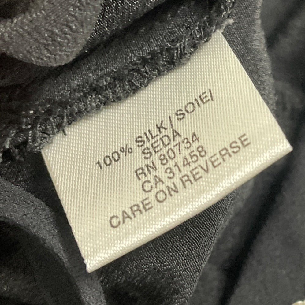 BCBGMAXAZRIA  Black Sequined Chiffon Top Blouse Small Starburst Design Sz S