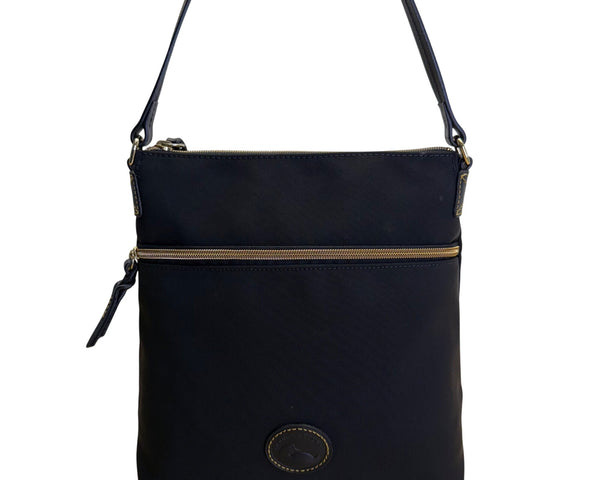 Dooney & Bourke Black Nylon With Adjustable Strap & Front Pocket Crossbody Bag