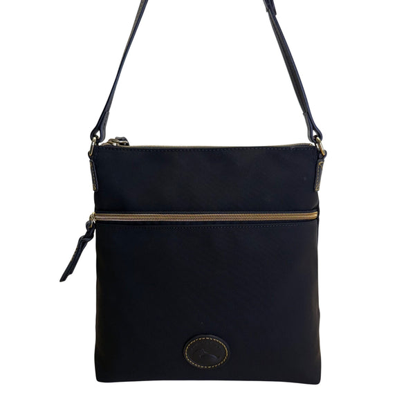 Dooney & Bourke Black Nylon With Adjustable Strap & Front Pocket Crossbody Bag