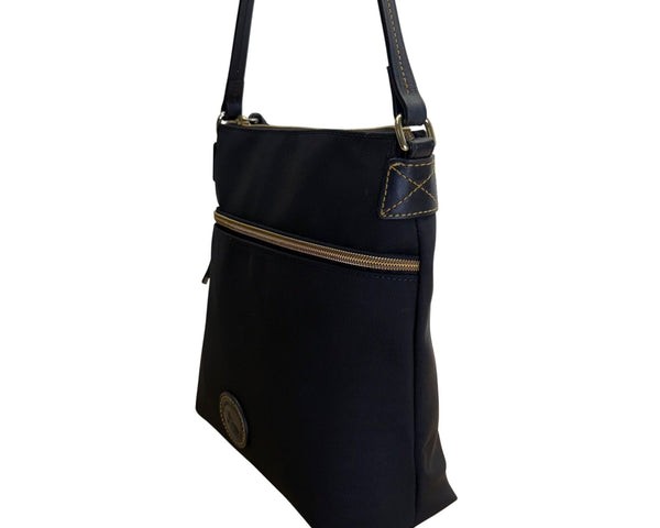 Dooney & Bourke Black Nylon With Adjustable Strap & Front Pocket Crossbody Bag