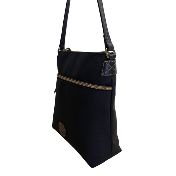 Dooney & Bourke Black Nylon With Adjustable Strap & Front Pocket Crossbody Bag