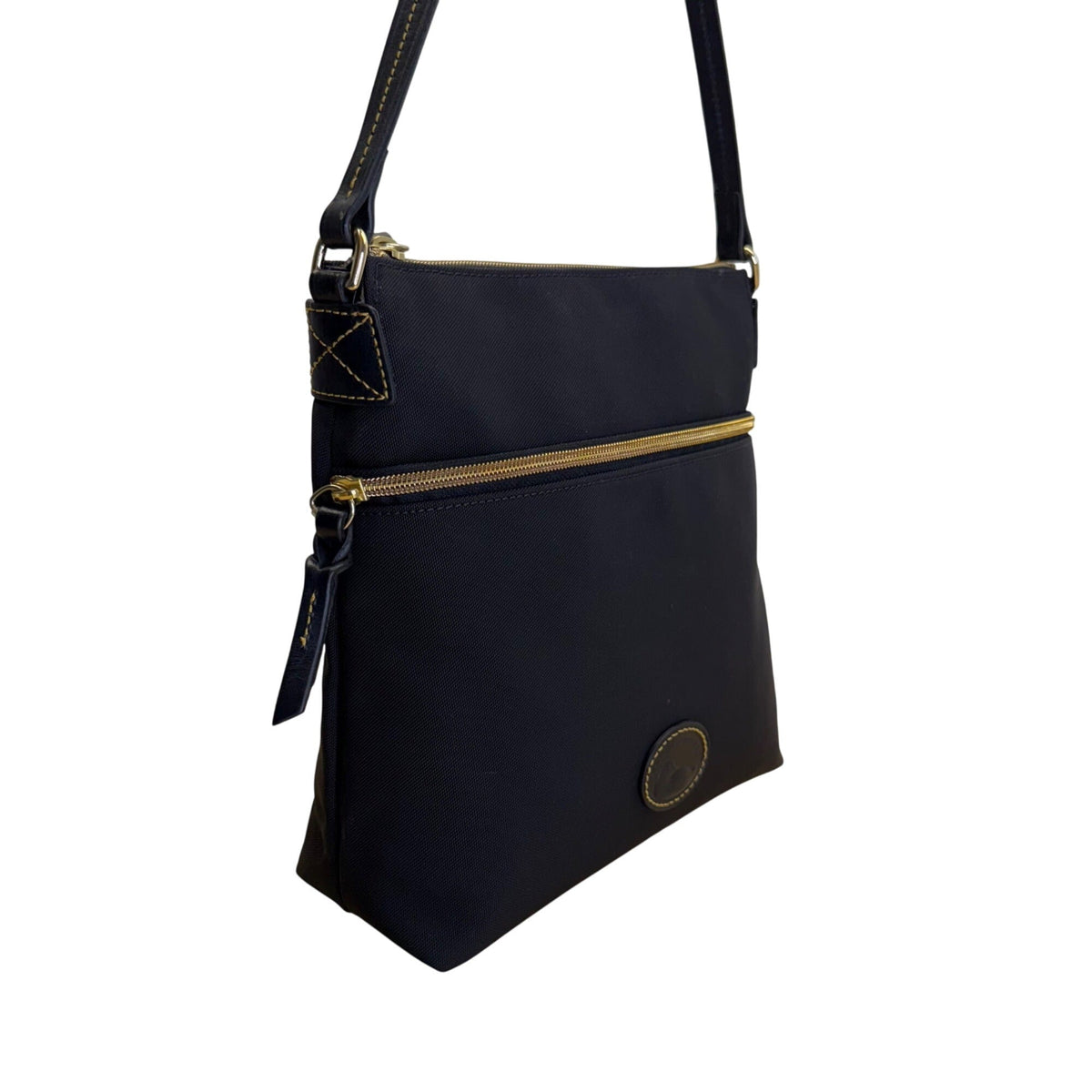 Dooney & Bourke Black Nylon With Adjustable Strap & Front Pocket Crossbody Bag