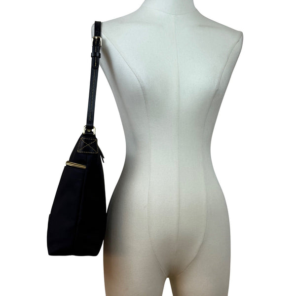 Dooney & Bourke Black Nylon With Adjustable Strap & Front Pocket Crossbody Bag
