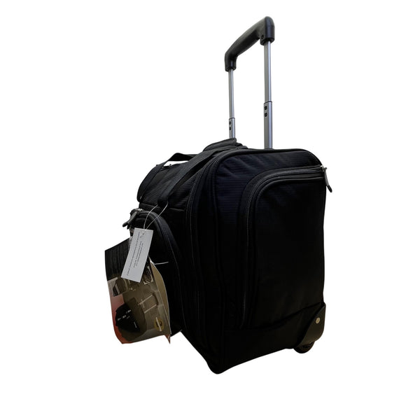 Ciao Unisex Black Nylon Under-The-Seat Spacious Rolling Travel Case