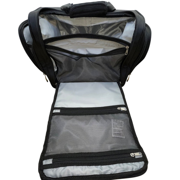 Ciao Unisex Black Nylon Under-The-Seat Spacious Rolling Travel Case