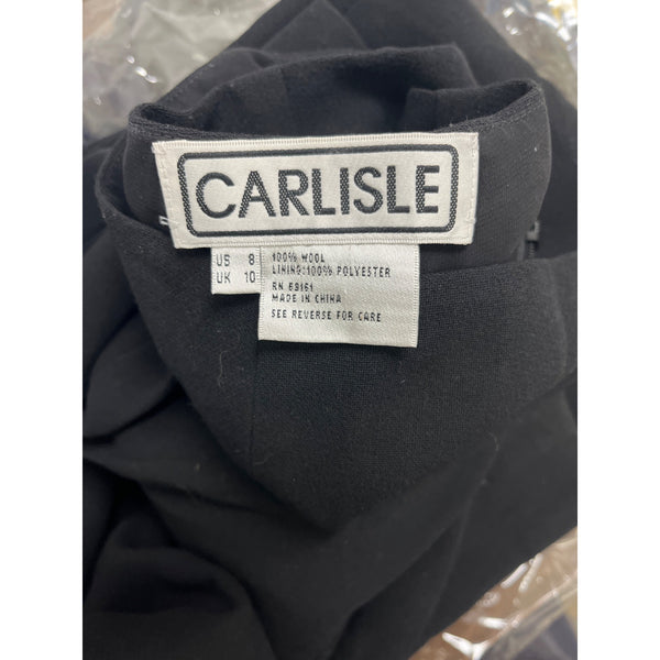 Carlisle Womens Navy Suit Set With Belted Blazer & Wide-Leg Pants Size 8