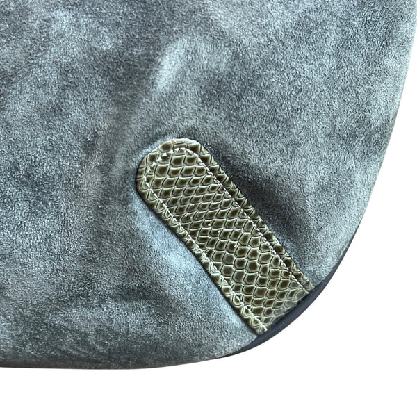 Vintage Gray Suede With Double Strap & Zip Closure Shoulder Bag Sz M