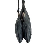 Vintage Gray Suede With Double Strap & Zip Closure Shoulder Bag Sz M