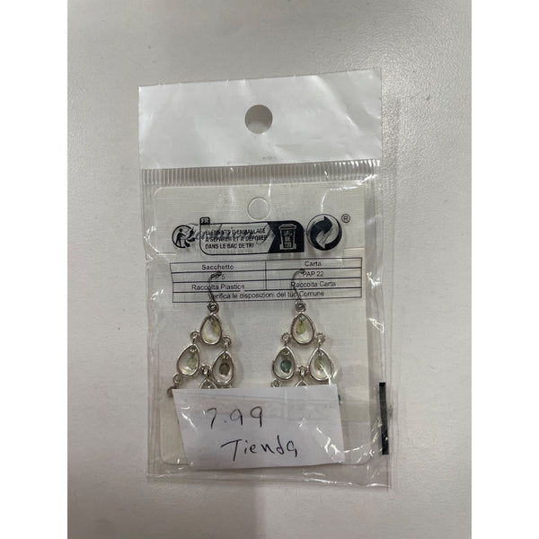Fashion Jewelry Womens Silver Tone Dangle Chandelier Earrings With Green Beads