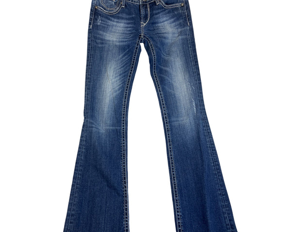 Be Rocks For Express Women's Blue  Medium Wash Rock Revival Bootcut Jeans Sz 2R