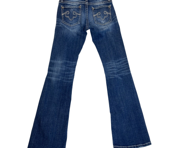 Be Rocks For Express Women's Blue  Medium Wash Rock Revival Bootcut Jeans Sz 2R
