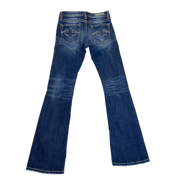 Be Rocks For Express Women's Blue  Medium Wash Rock Revival Bootcut Jeans Sz 2R