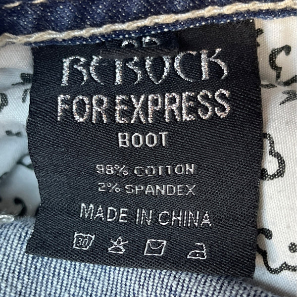 Be Rocks For Express Women's Blue  Medium Wash Rock Revival Bootcut Jeans Sz 2R