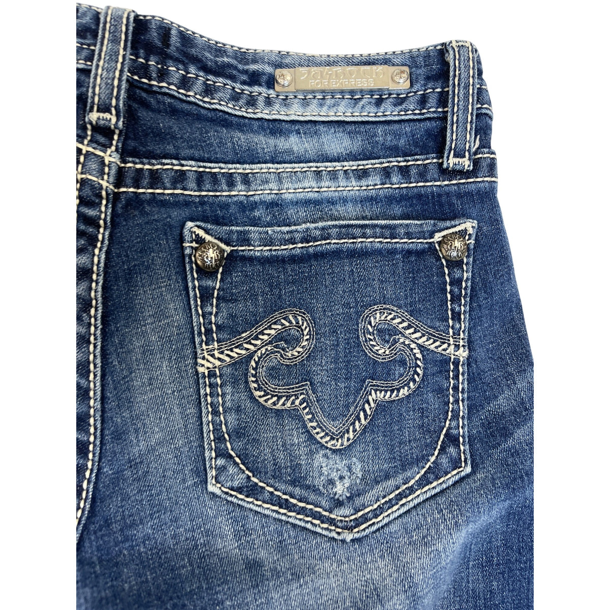 Be Rocks For Express Women's Blue  Medium Wash Rock Revival Bootcut Jeans Sz 2R