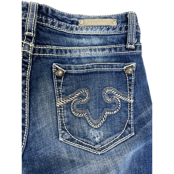 Be Rocks For Express Women's Blue  Medium Wash Rock Revival Bootcut Jeans Sz 2R