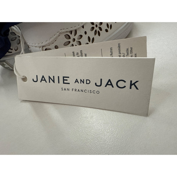 Janie And Jack Girls White Floral Cutout Sneakers Size 4 Comfortable Stylish Casual Shoes