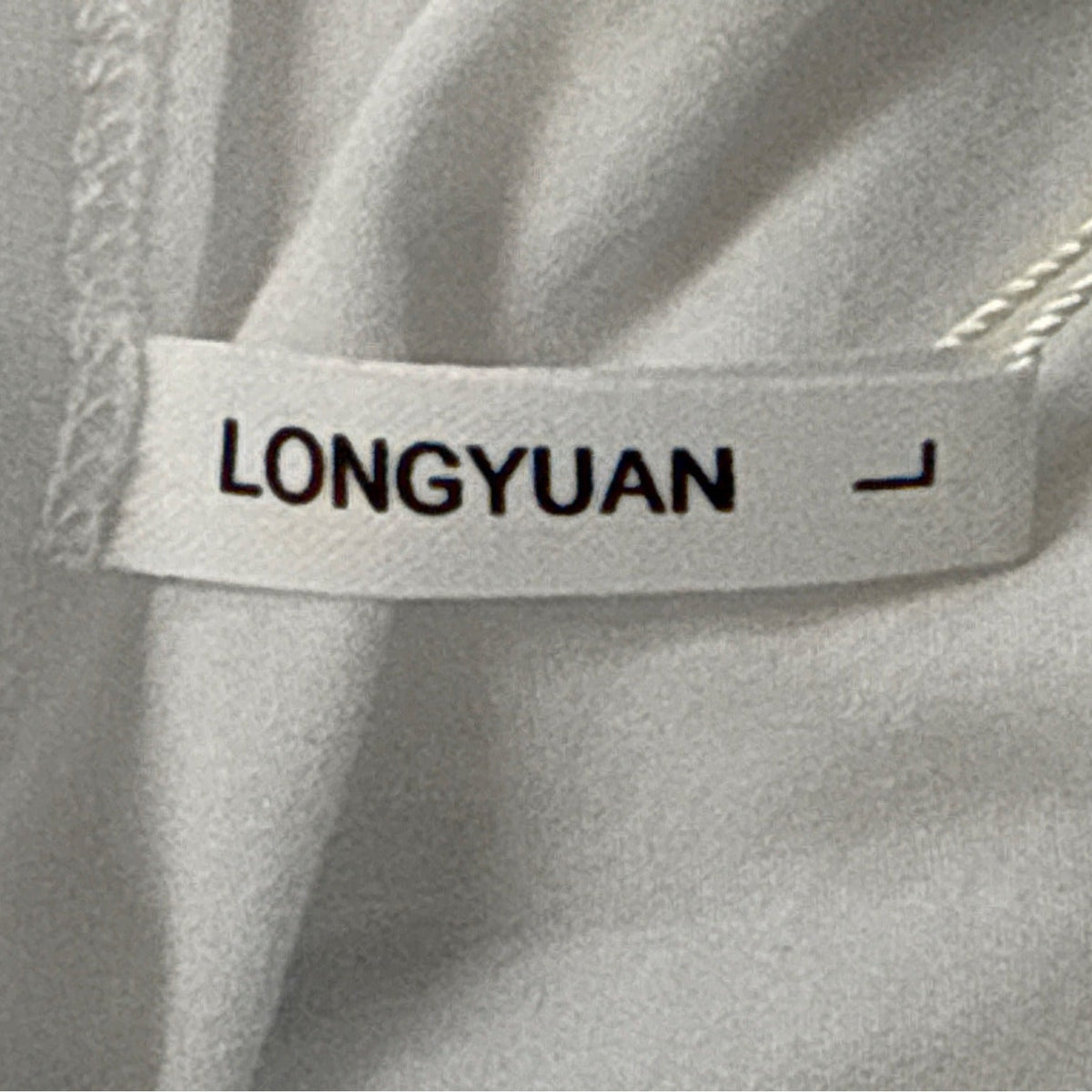 Longyuan White Short-Sleeve Dress Soft Casual Fit Size L- New