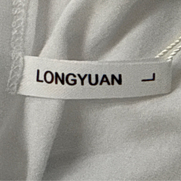 Longyuan White Short-Sleeve Dress Soft Casual Fit Size L- New