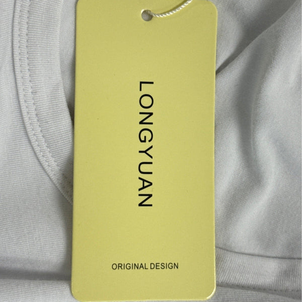 Longyuan White Short-Sleeve Dress Soft Casual Fit Size L- New