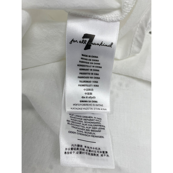 7 For All Mankind White Eyelet Embroidery Button-Down Blouse Sz L