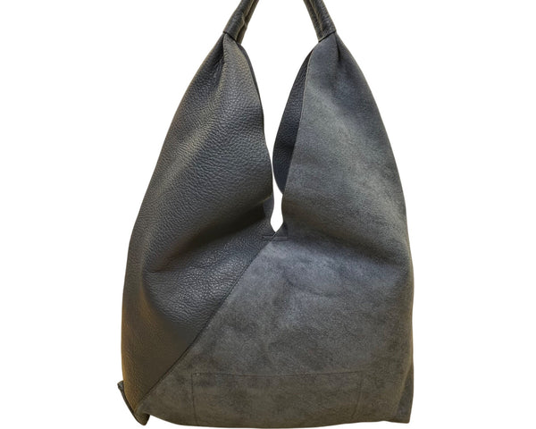 Anthropologie Women’s Navy Blue Textured Leather-Style Slouch Design Handbag