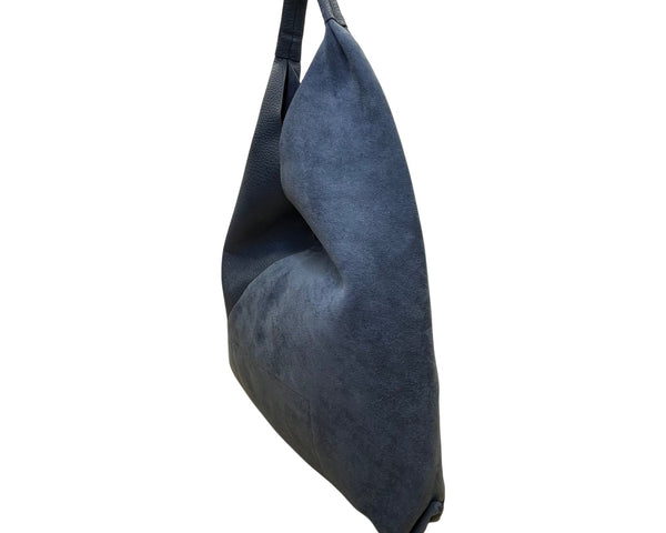 Anthropologie Women’s Navy Blue Textured Leather-Style Slouch Design Handbag