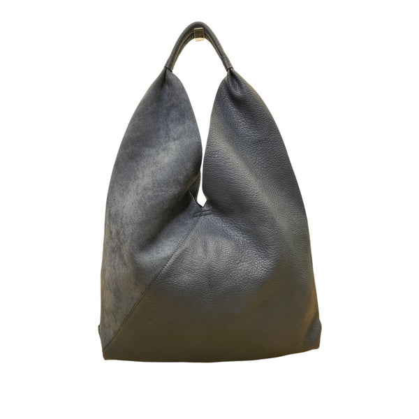 Anthropologie Women’s Navy Blue Textured Leather-Style Slouch Design Handbag
