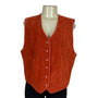 Marsh Landing Women's Orange Leather Button Front Vest Size L