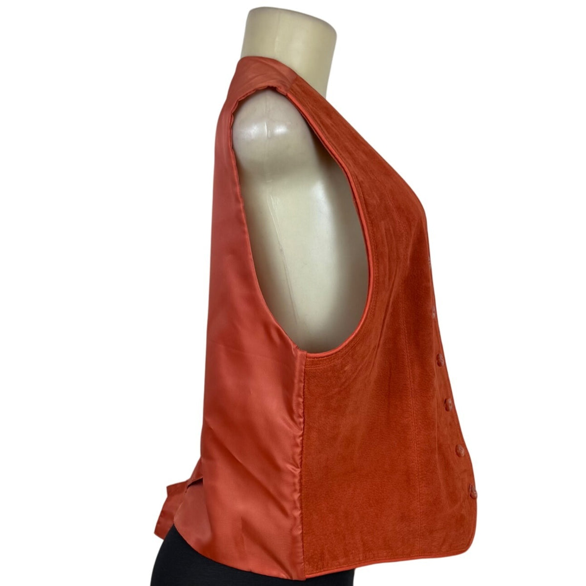 Marsh Landing Women's Orange Leather Button Front Vest Size L