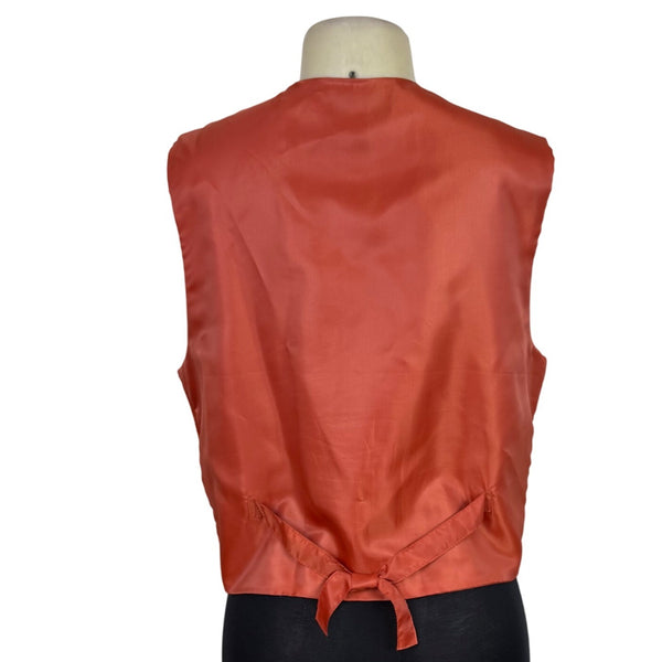 Marsh Landing Women's Orange Leather Button Front Vest Size L