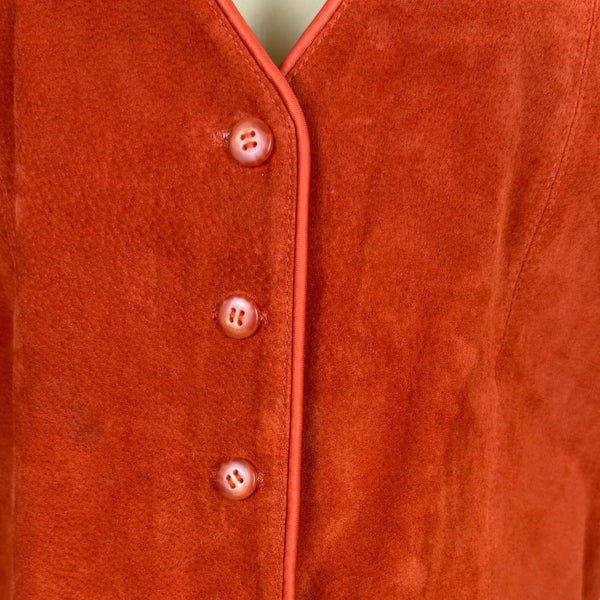 Marsh Landing Women's Orange Leather Button Front Vest Size L