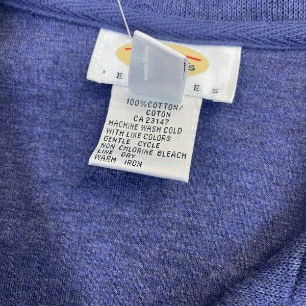 Talbots Womens Blue Cotton Full-Zip Cardigan Sweater Petite Size L