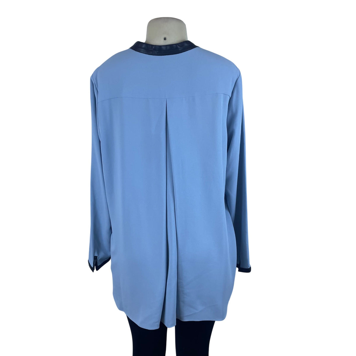 Alfani Womens Blue Polyester Button-Down Long-Sleeve Blouse Size 16