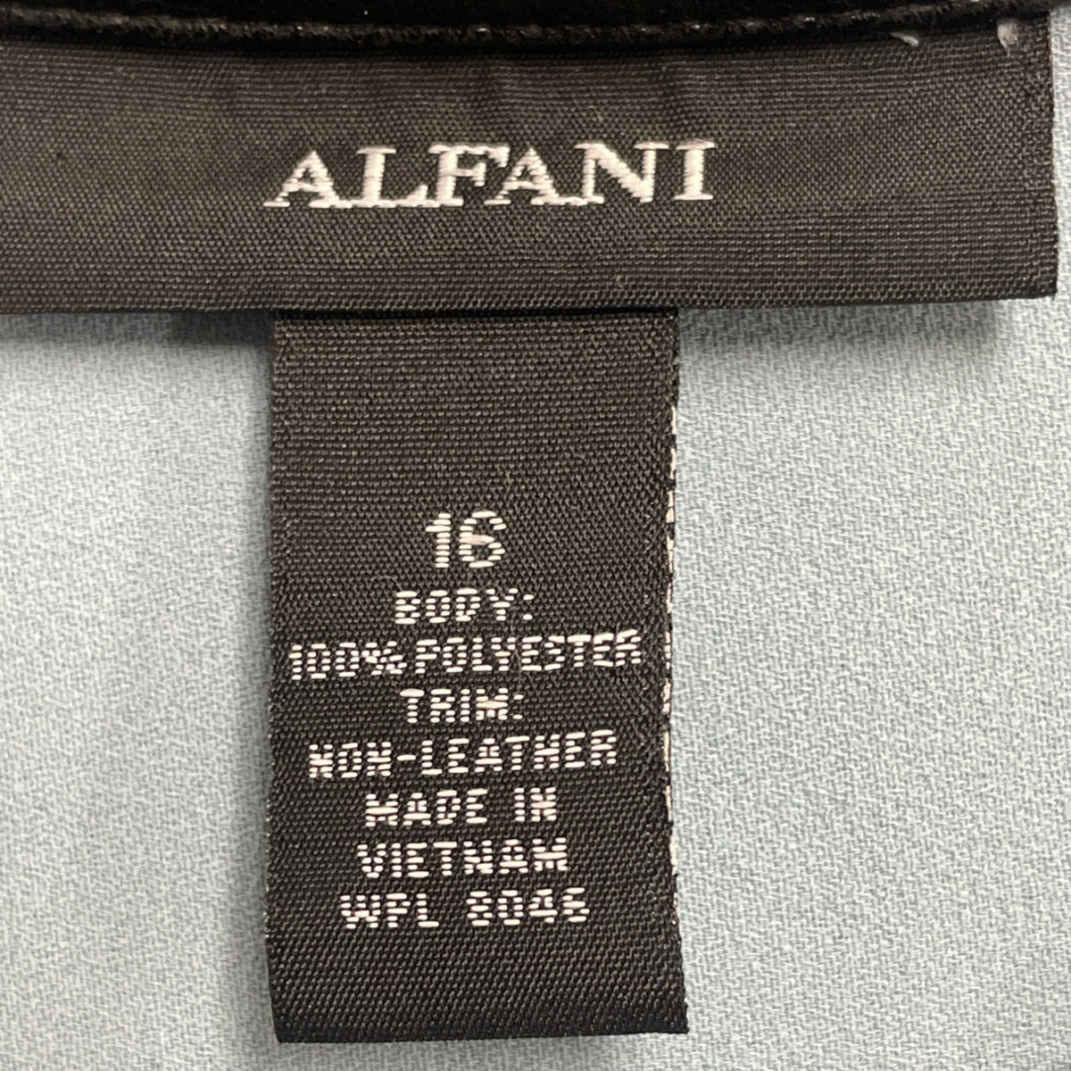 Alfani Womens Blue Polyester Button-Down Long-Sleeve Blouse Size 16