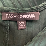 Fashion Nova Green Striped Satin Long Sleeve Blouse Sz XS