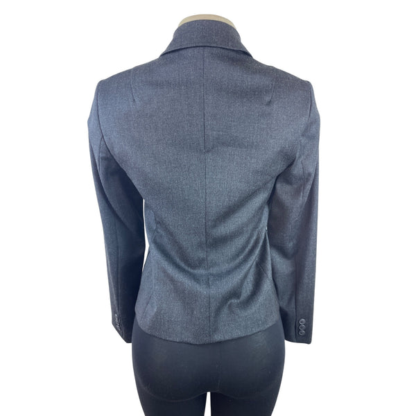 Women's Gray Stretch Long Sleeve Blazer With Pockets & Satin Interior Sz 38