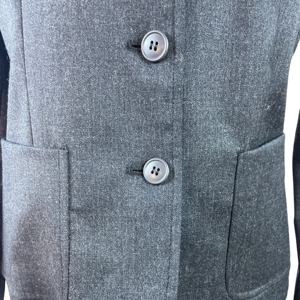 Women's Gray Stretch Long Sleeve Blazer With Pockets & Satin Interior Sz 38