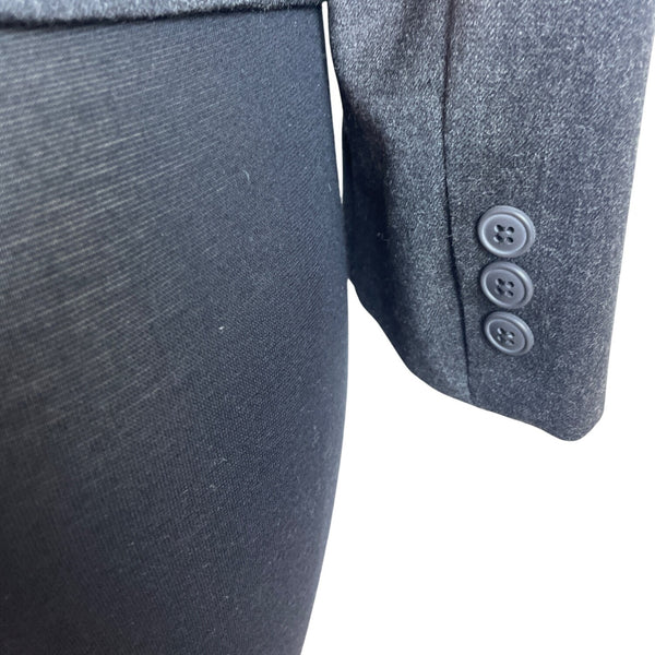 Women's Gray Stretch Long Sleeve Blazer With Pockets & Satin Interior Sz 38