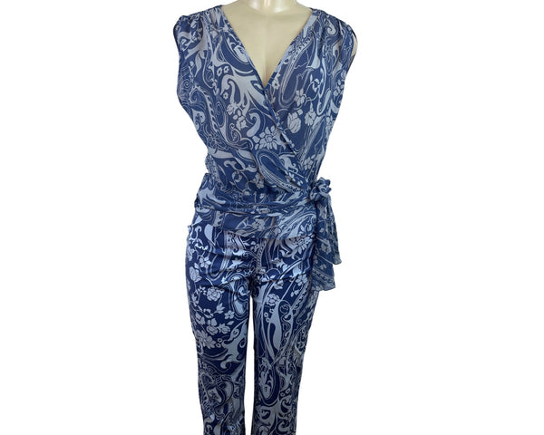The Limited Women’s Blue & White Paisley Wrap Top & Capri Pants Set Sz S/6 - New