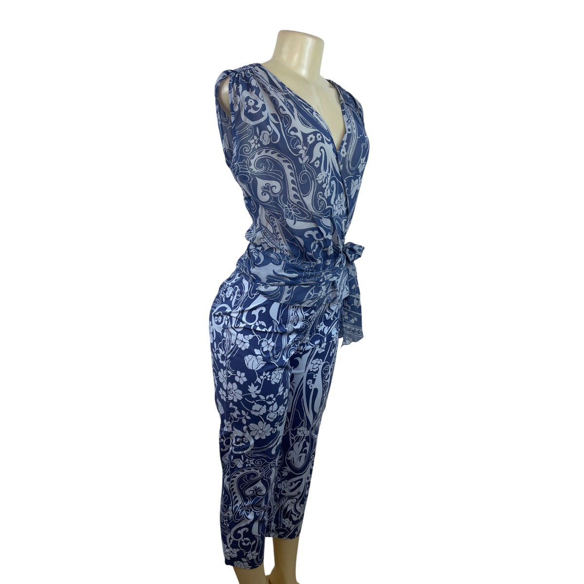 The Limited Women’s Blue & White Paisley Wrap Top & Capri Pants Set Sz S/6 - New