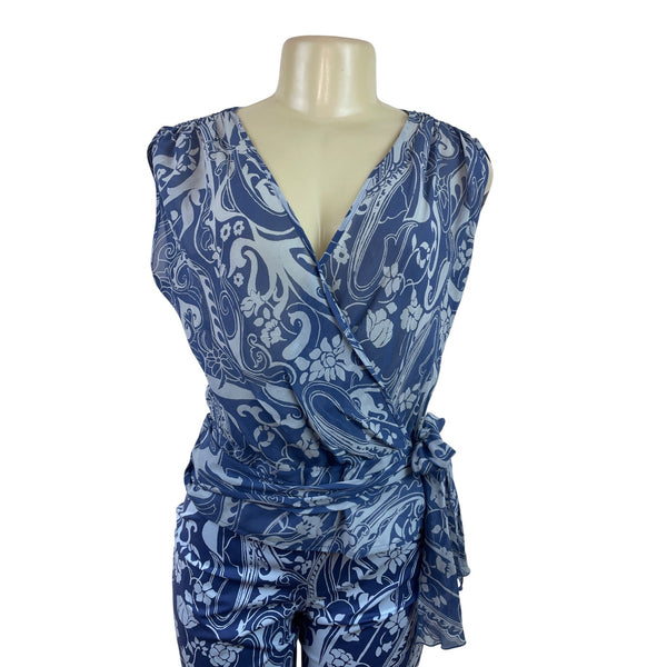 The Limited Women’s Blue & White Paisley Wrap Top & Capri Pants Set Sz S/6 - New