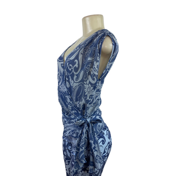 The Limited Women’s Blue & White Paisley Wrap Top & Capri Pants Set Sz S/6 - New