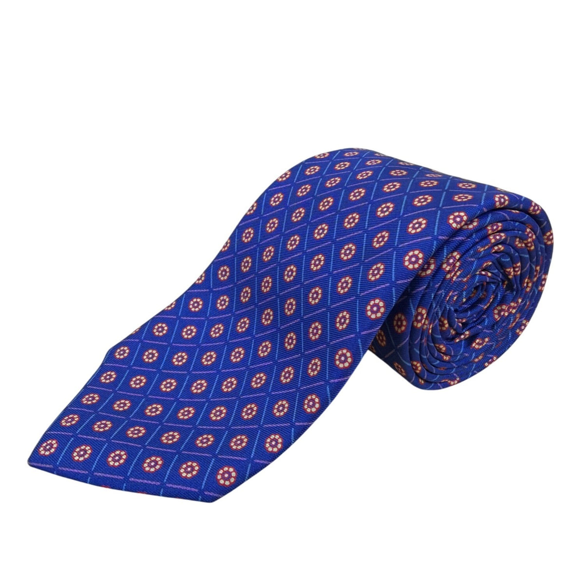 Vintage Brooks Brothers Blue Silk Floral Pattern Tie 58" Long Made In USA