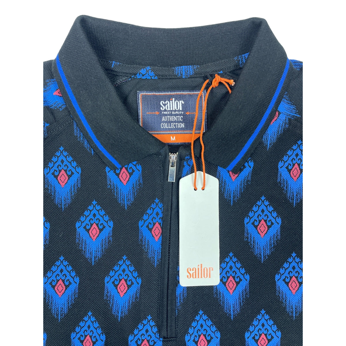 Sailor Men’s Black and Blue Monogram Polo Sz M - NWT