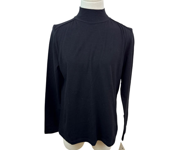 Liz Claiborne Women’s Black Mock Neck Long Sleeve Shirt Sz M - New