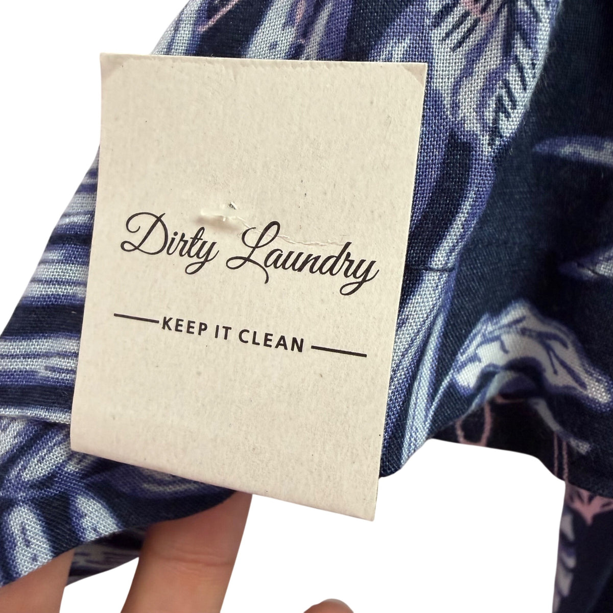 Dirty Laundry Mens Navy Blue Short Sleeve Hawaiian Shirt Tropical Leaf Print Large