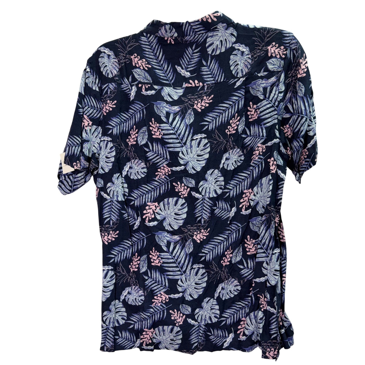 Dirty Laundry Mens Navy Blue Short Sleeve Hawaiian Shirt Tropical Leaf Print Large
