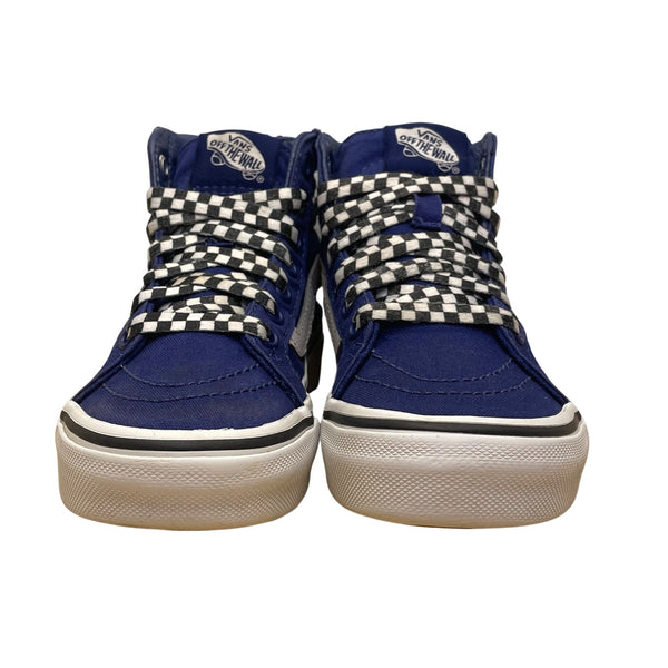 Vans Kids Blue Canvas Checkerboard Laces High-Top Skate Shoes Sneakers Size 13