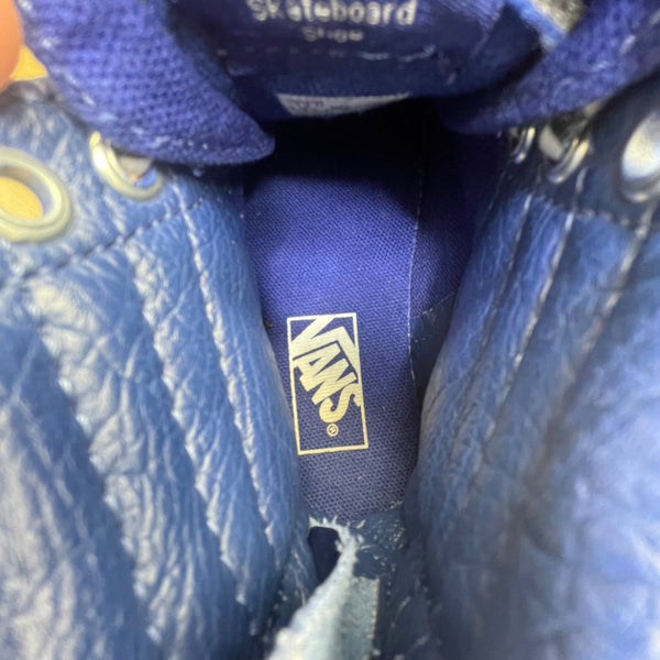 Vans Kids Blue Canvas Checkerboard Laces High-Top Skate Shoes Sneakers Size 13